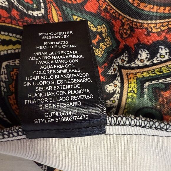 Beige ECI Sheath Dress 4 Paisley Scuba Knit Midi Pencil Fall Career Office - Picture 11 of 11